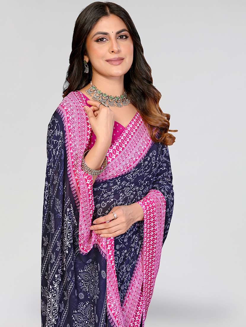 women printed casual wear saree with blouse - 22540707 -  Standard Image - 1