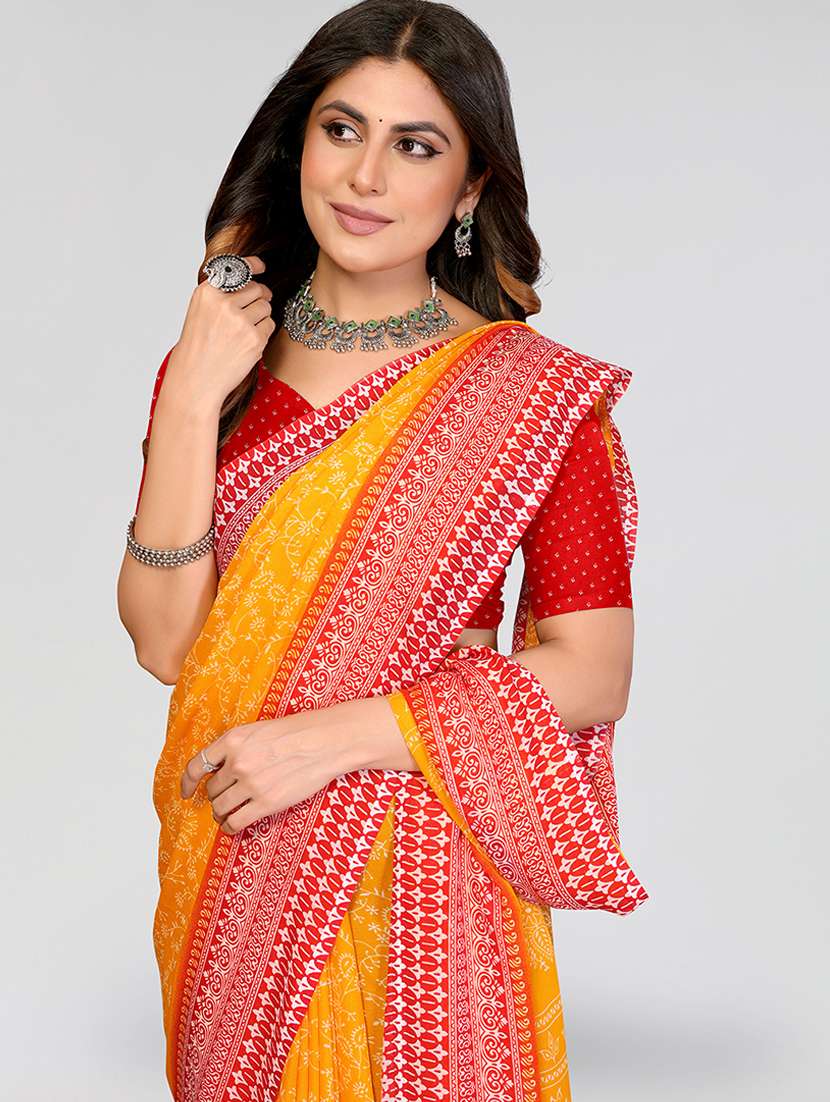 women printed casual wear saree with blouse - 22540708 -  Standard Image - 1