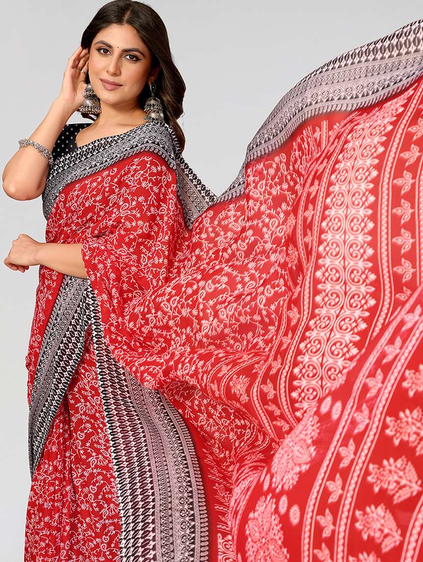 Women Printed Casual Wear Saree With Blouse - 22540710 -  Standard Image - 1