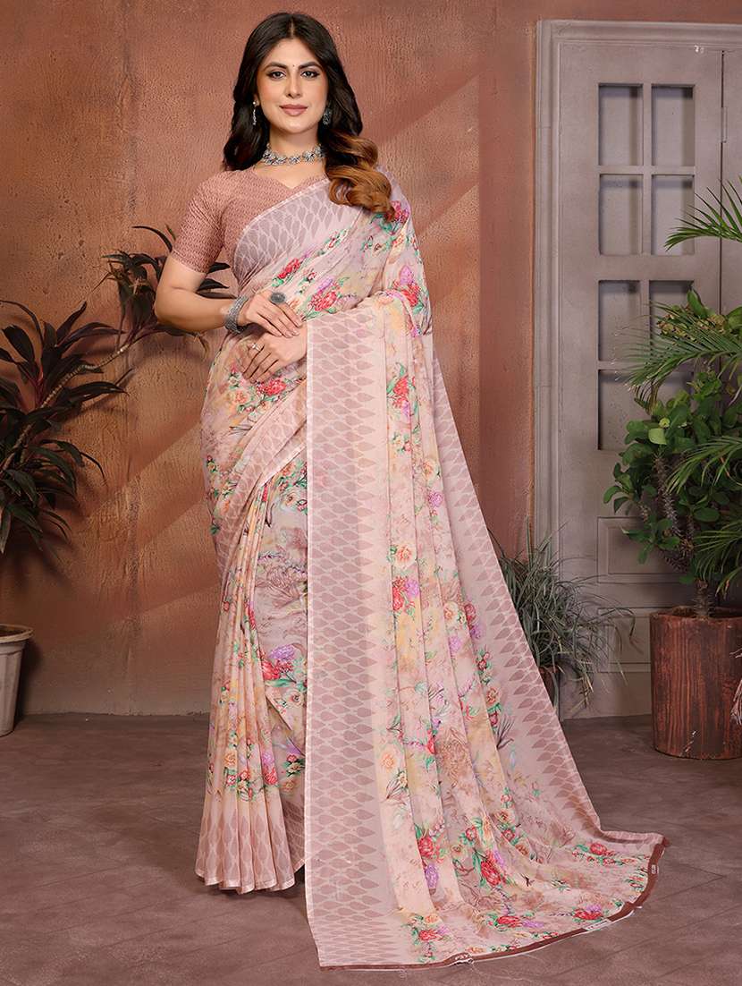 women printed casual wear saree with blouse