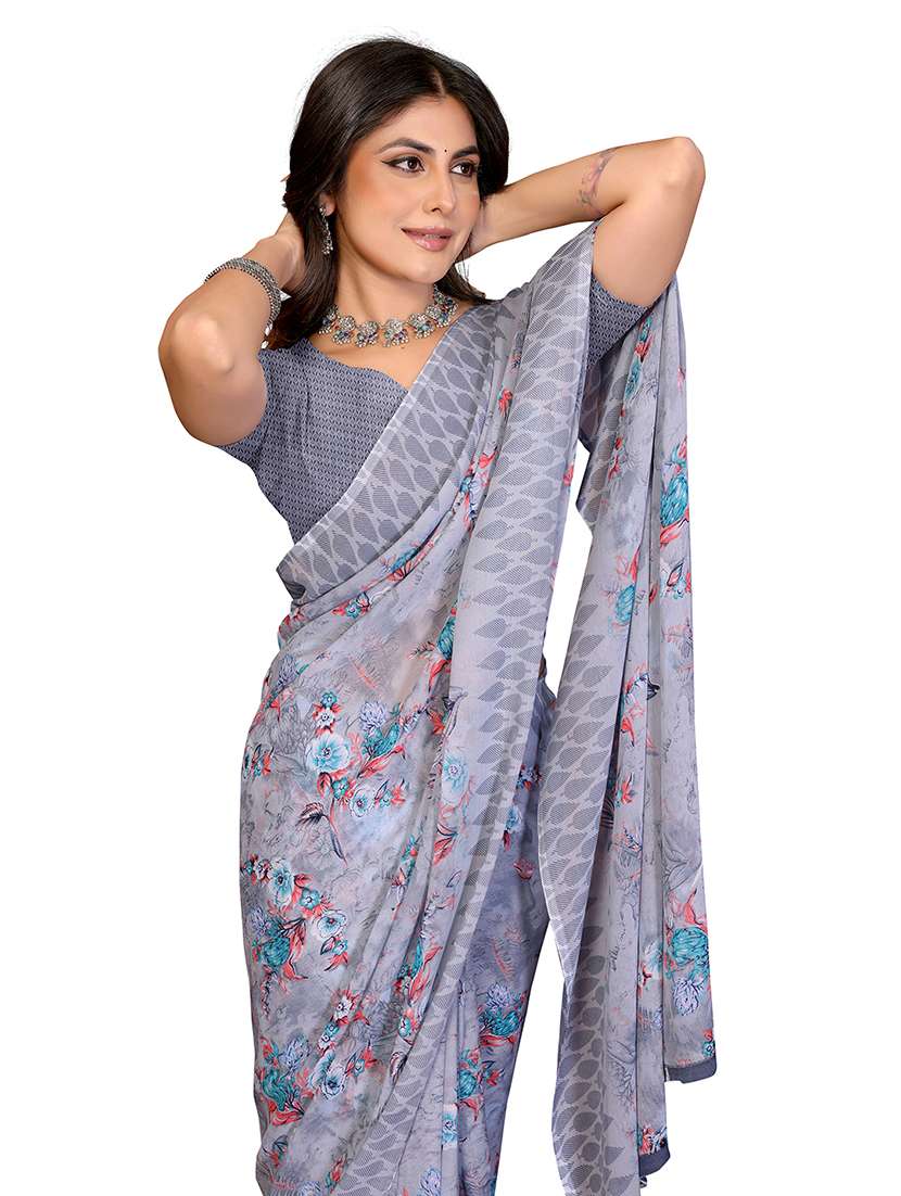Women Printed Casual Wear Saree With Blouse - 22540790 -  Standard Image - 1