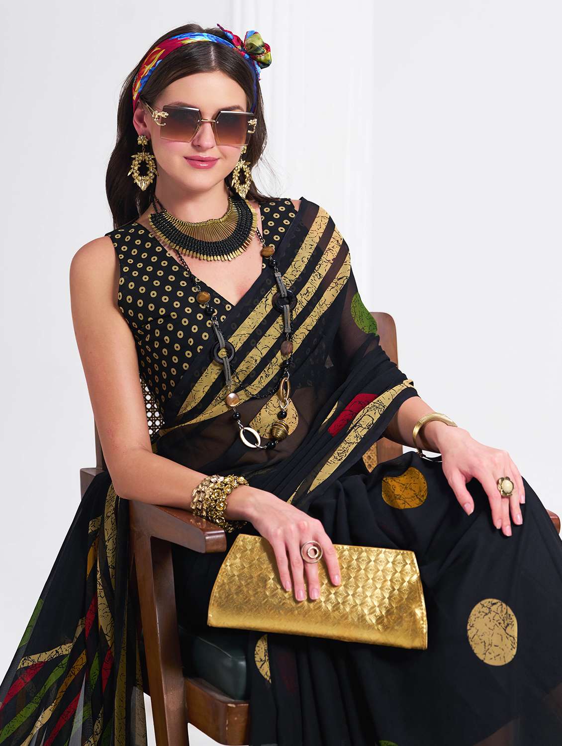 women printed casual wear saree with blouse - 22540840 -  Standard Image - 1