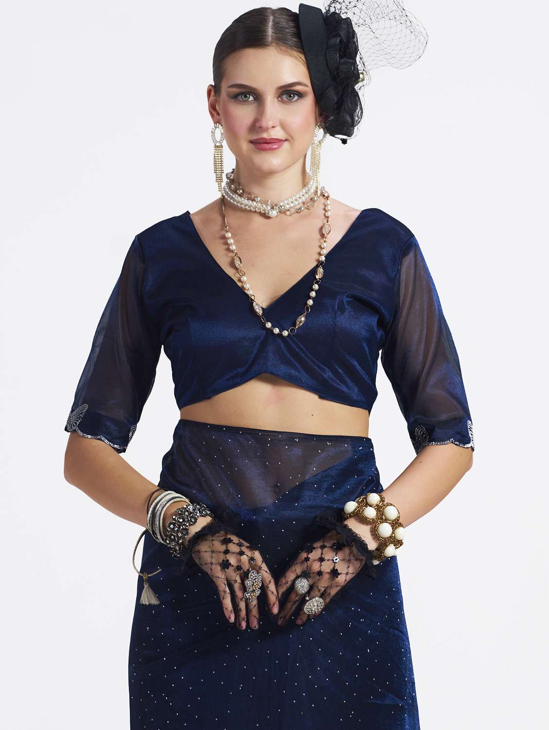 women solid with work embellished saree with blouse - 22540864 -  Standard Image - 4