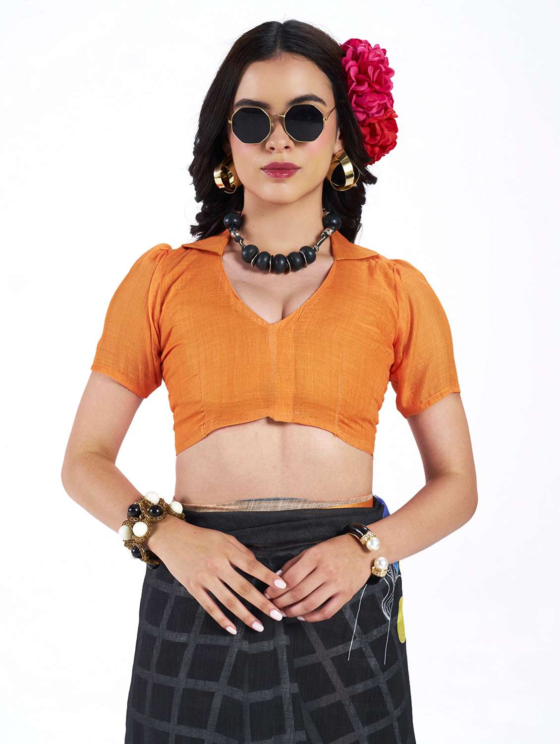 Women Printed Casual Wear Saree With Blouse - 22540914 -  Standard Image - 4