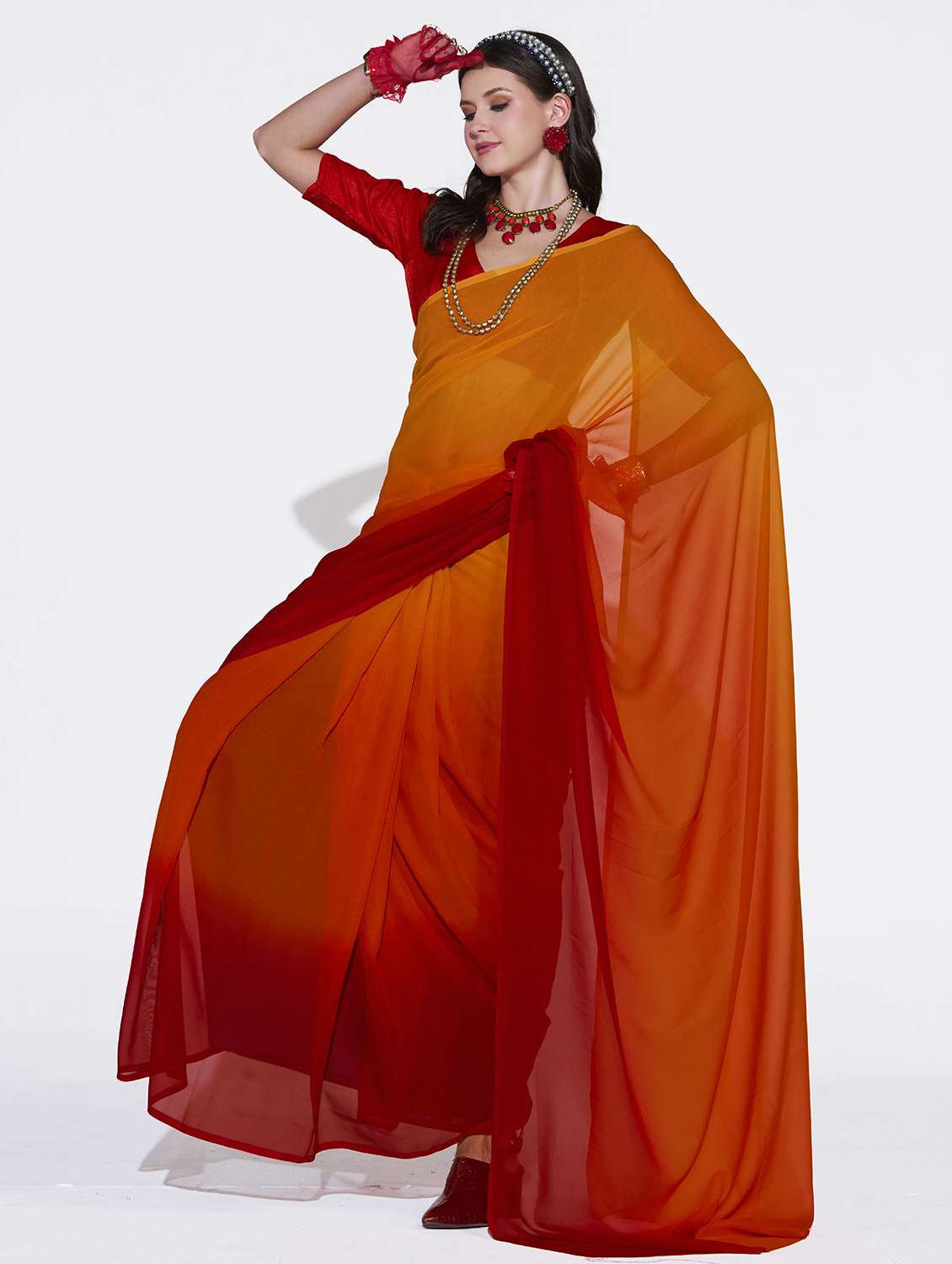 women printed casual wear saree with blouse - 22540927 -  Standard Image - 4
