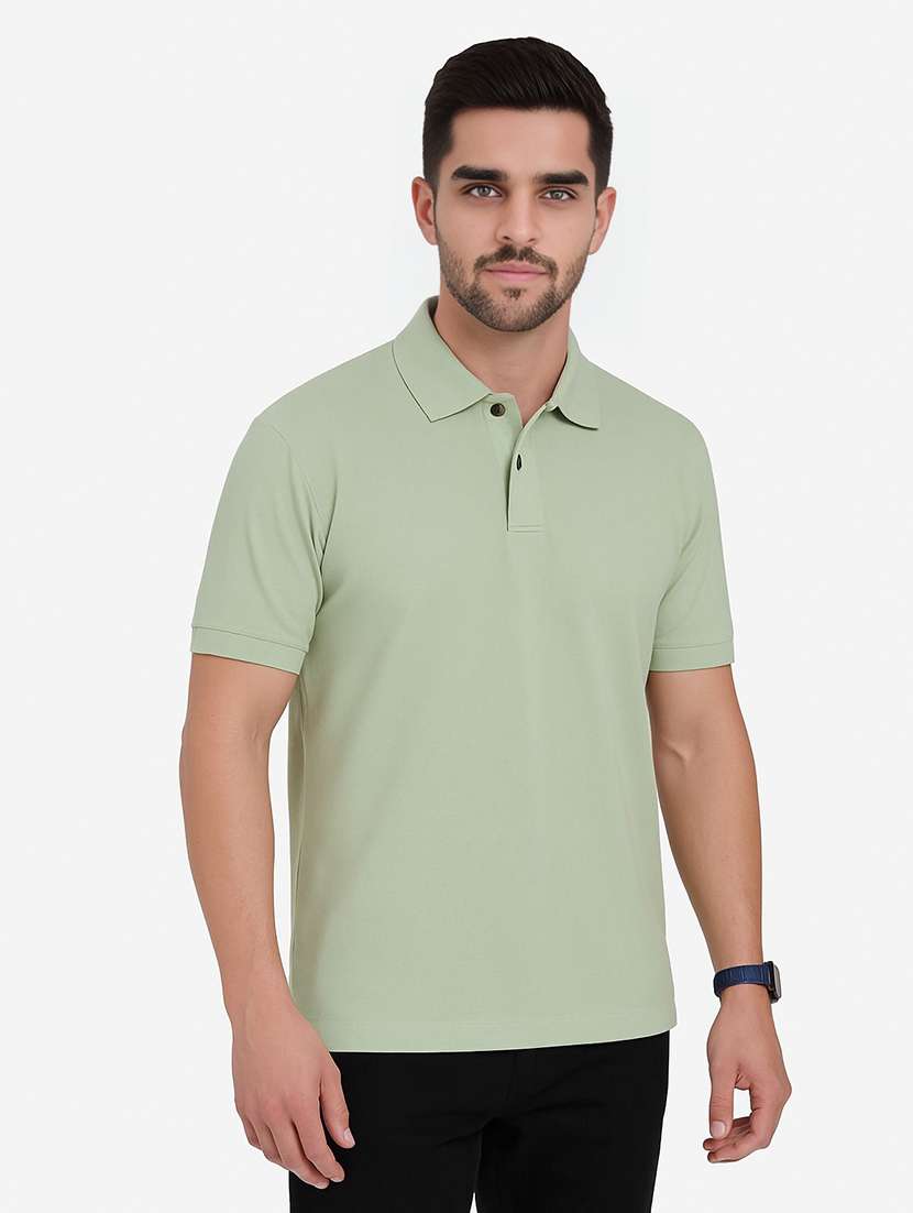 men solid short sleeve slim fit polo t-shirt