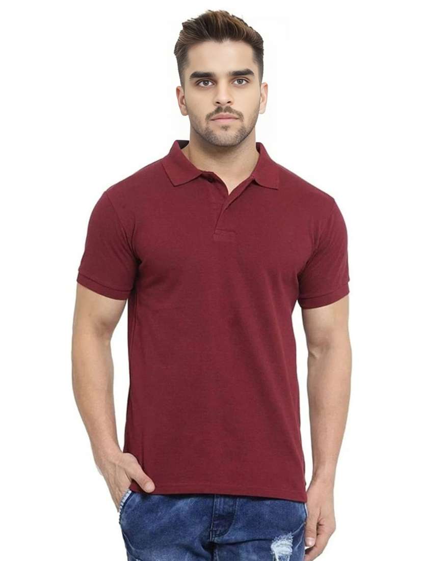 men solid short sleeve slim fit polo t-shirt