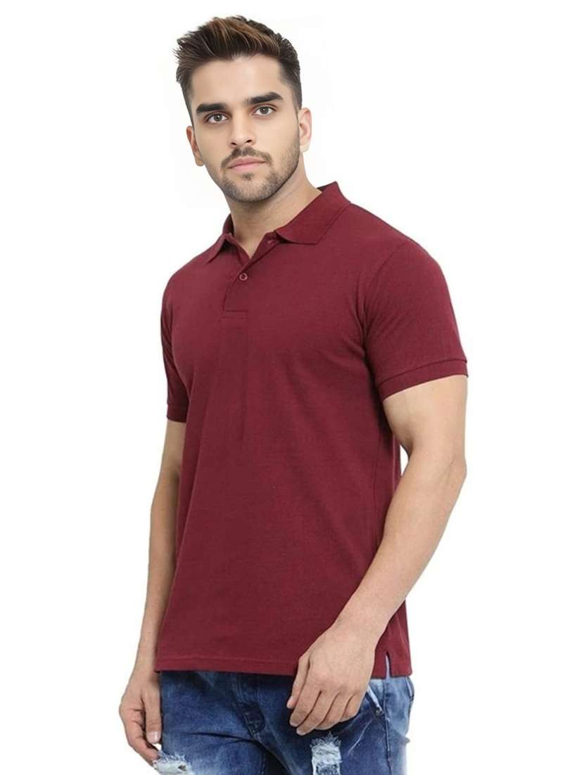 Men Solid Short Sleeve Slim Fit Polo T-shirt - 22540944 -  Standard Image - 1