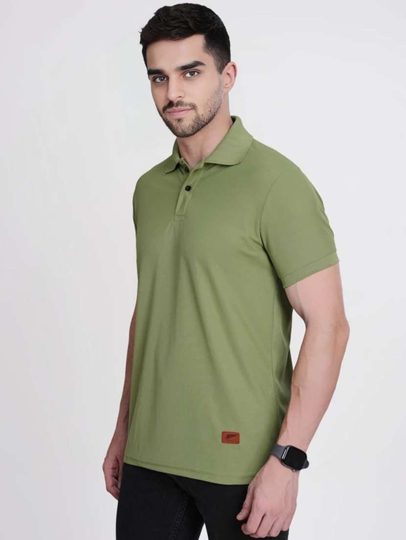 men solid short sleeve slim fit polo t-shirt