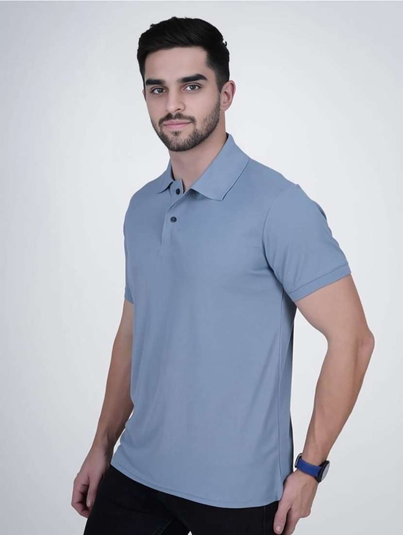 men solid short sleeve slim fit polo t-shirt