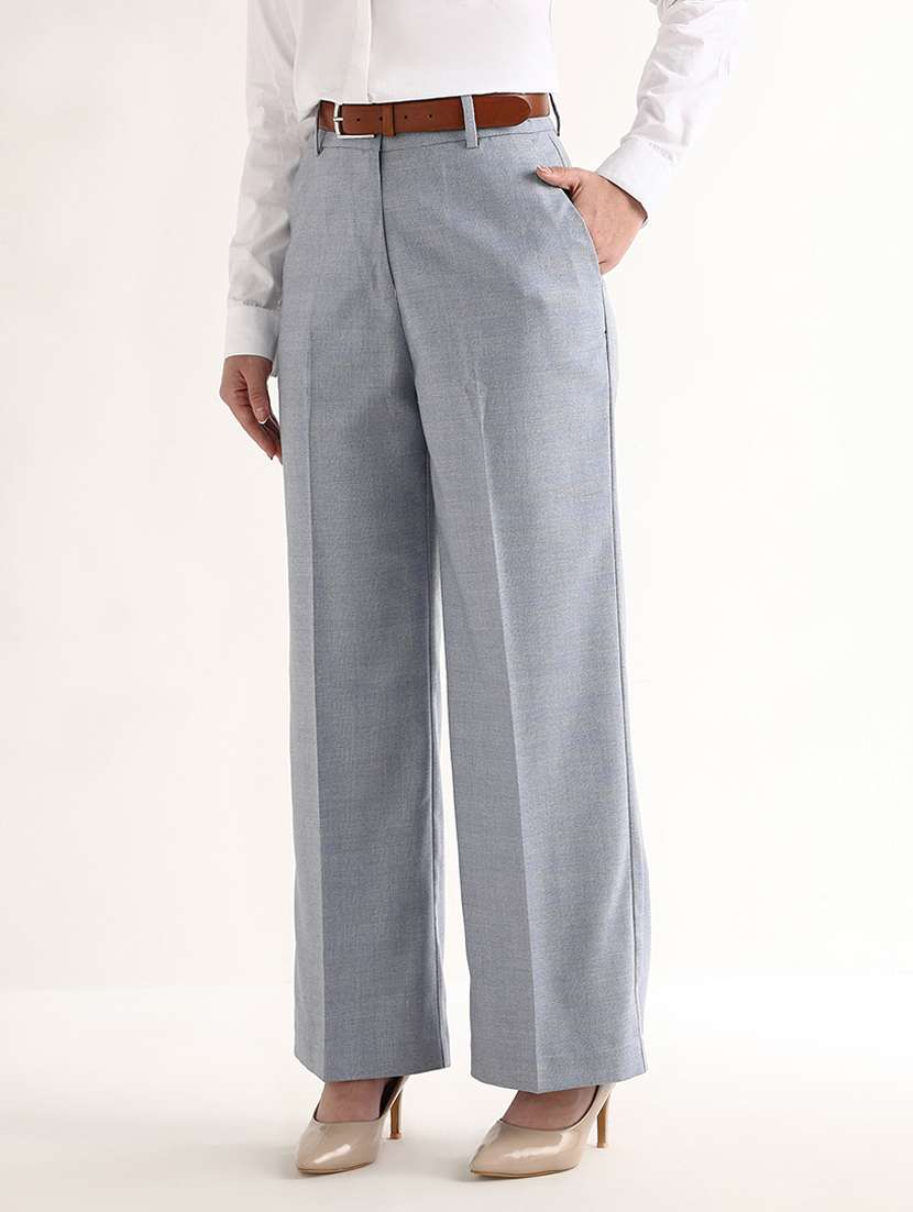 women self design mid rise wide leg trouser - 22540970 -  Standard Image - 1