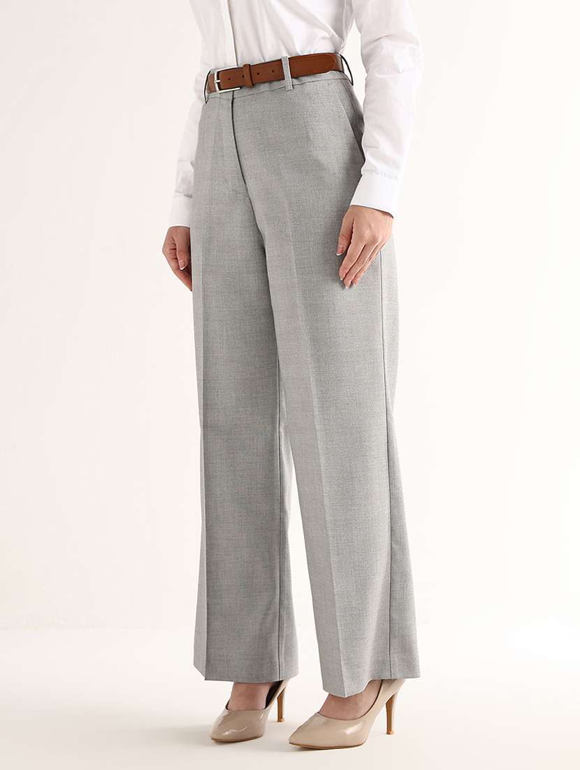 women self design mid rise wide leg trouser - 22540971 -  Standard Image - 1