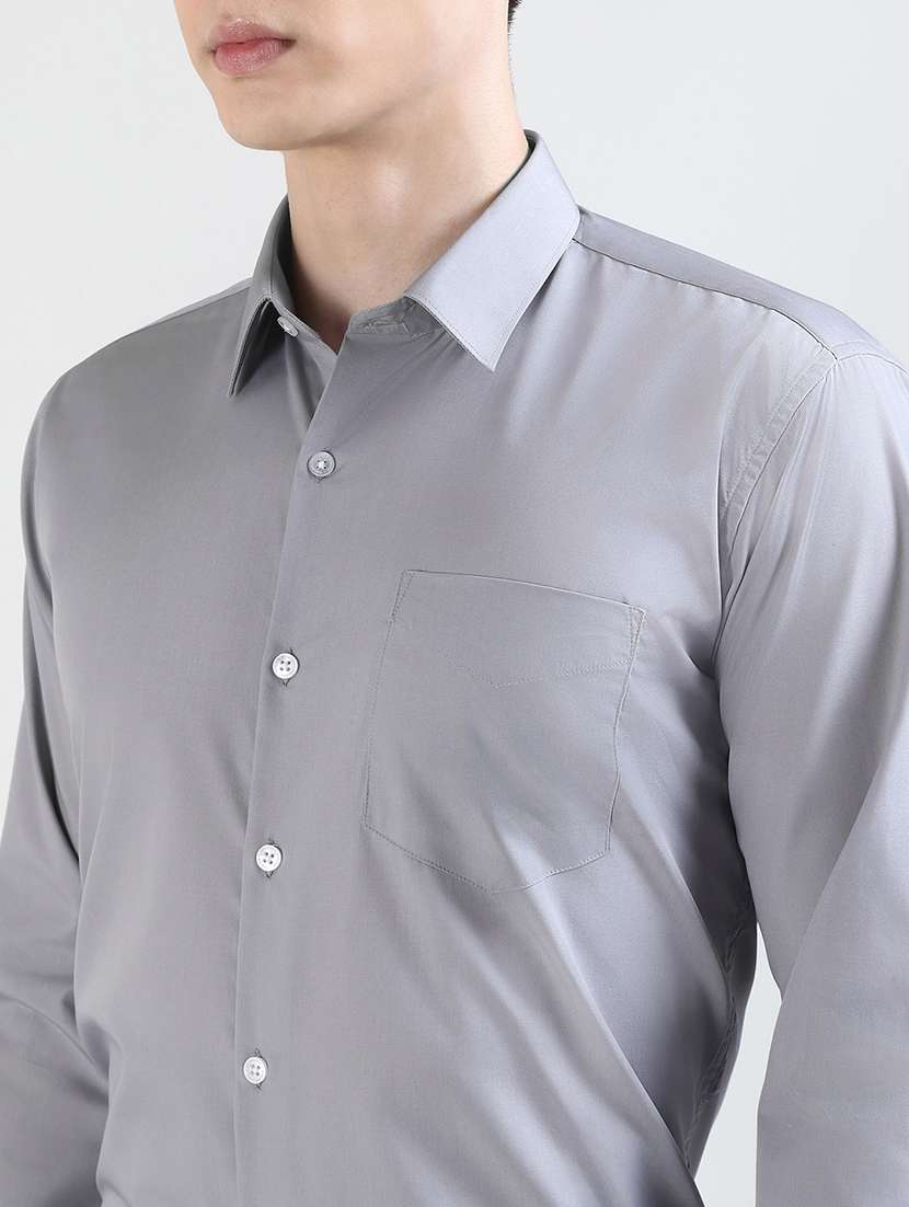 men solid long sleeve slim fit formal shirt - 22540997 -  Standard Image - 1