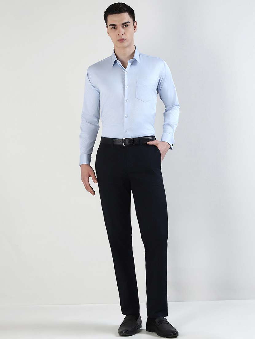 Men Self Design Long Sleeve Slim Fit Formal Shirt - 22540999 -  Standard Image - 4