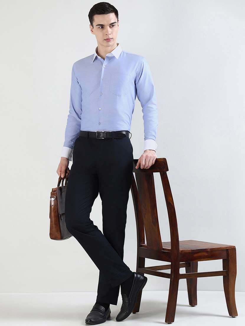 Men Self Design Long Sleeve Slim Fit Formal Shirt - 22541000 -  Standard Image - 4