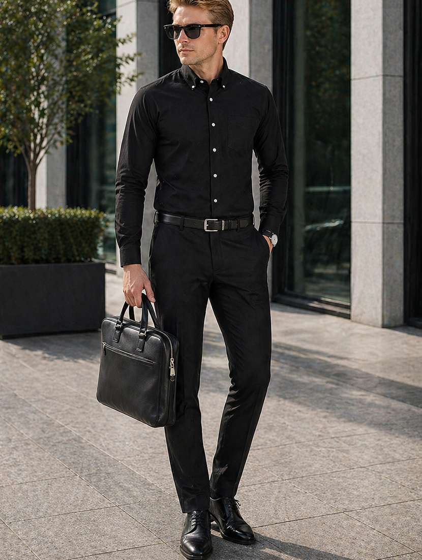 men solid long sleeve slim fit formal shirt - 22541002 -  Standard Image - 4