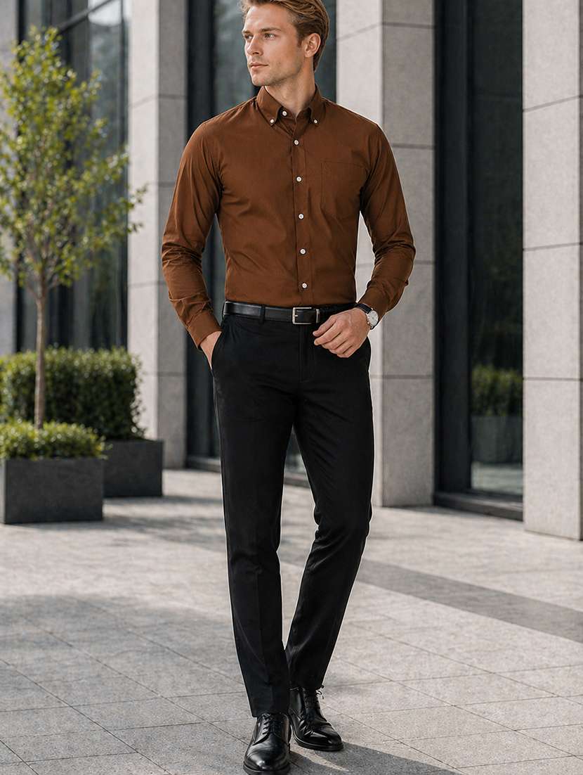 Men Solid Long Sleeve Slim Fit Formal Shirt - 22541003 -  Standard Image - 4
