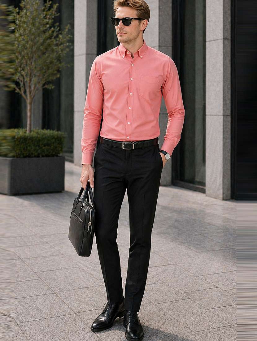 men solid long sleeve slim fit formal shirt - 22541004 -  Standard Image - 4