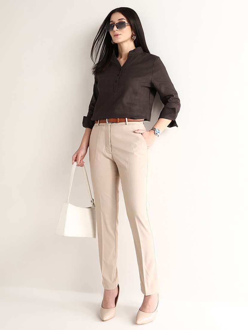 women self design mandarin neck regular top - 22541010 -  Standard Image - 4