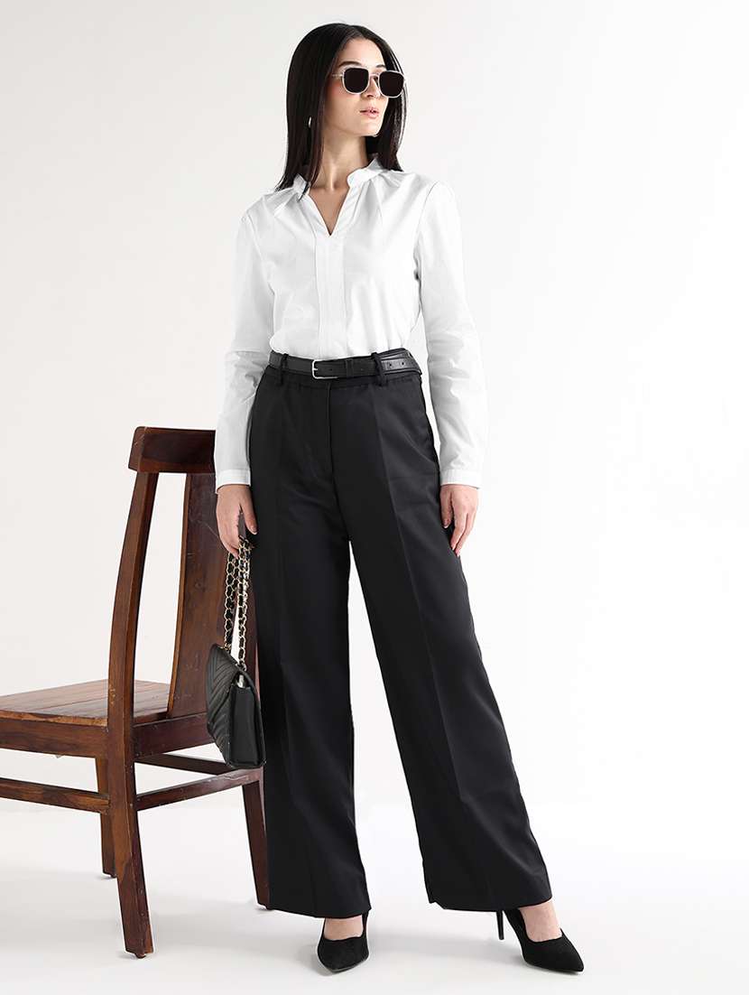 women solid mandarin neck regular top - 22541012 -  Standard Image - 4