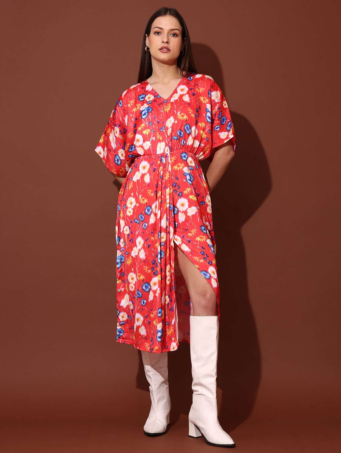 women printed v neck sheath dress - 22541039 -  Standard Image - 1