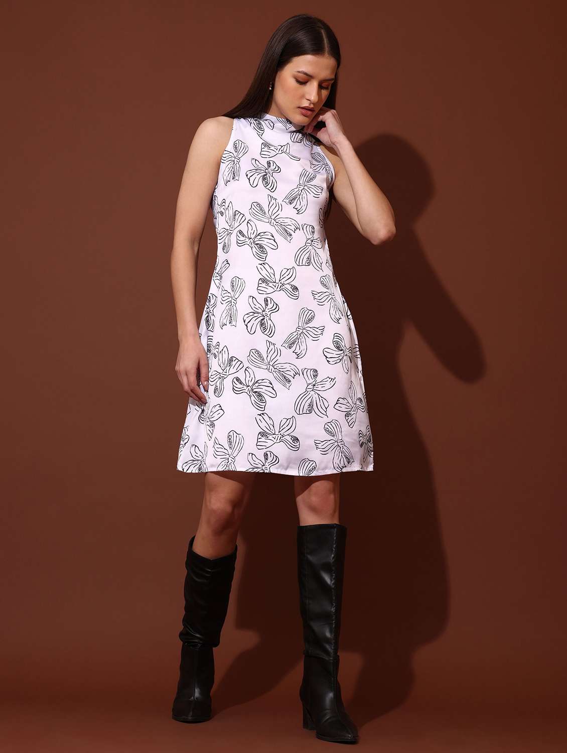 women printed halter neck a-line dress - 22541042 -  Standard Image - 1