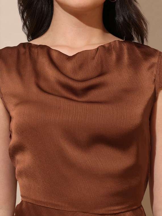 women solid cap sleeves fit and flare dress - 22541072 -  Standard Image - 1