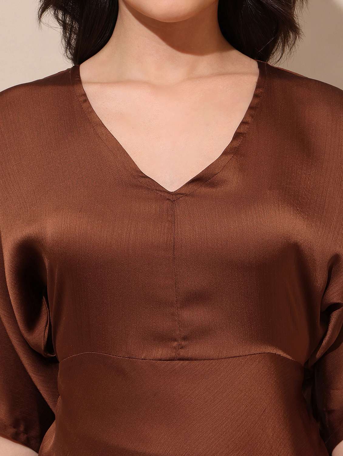 women solid v neck fit and flare dress - 22541076 -  Standard Image - 1