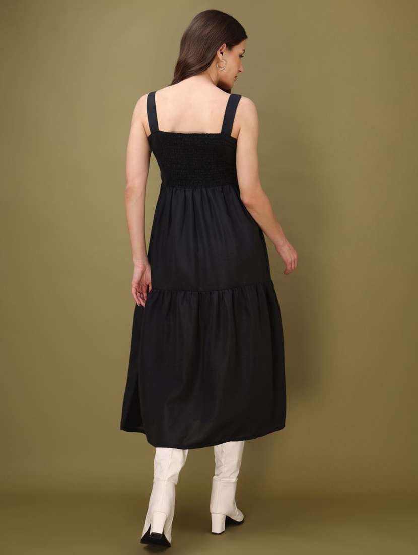 women solid shoulder strap tiered dress - 22541093 -  Standard Image - 4
