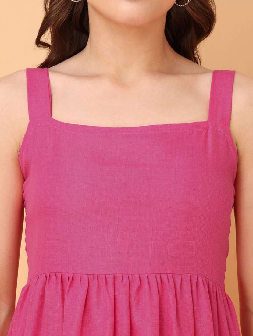 women solid shoulder strap tiered dress - 22541096 -  Standard Image - 1