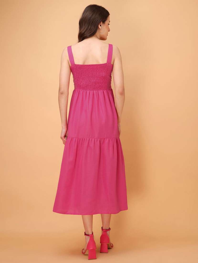 women solid shoulder strap tiered dress - 22541096 -  Standard Image - 4