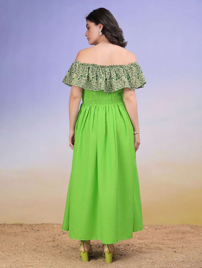 Women Printed Off Shoulder Fit And Flare Dress - 22541143 -  Standard Image - 4