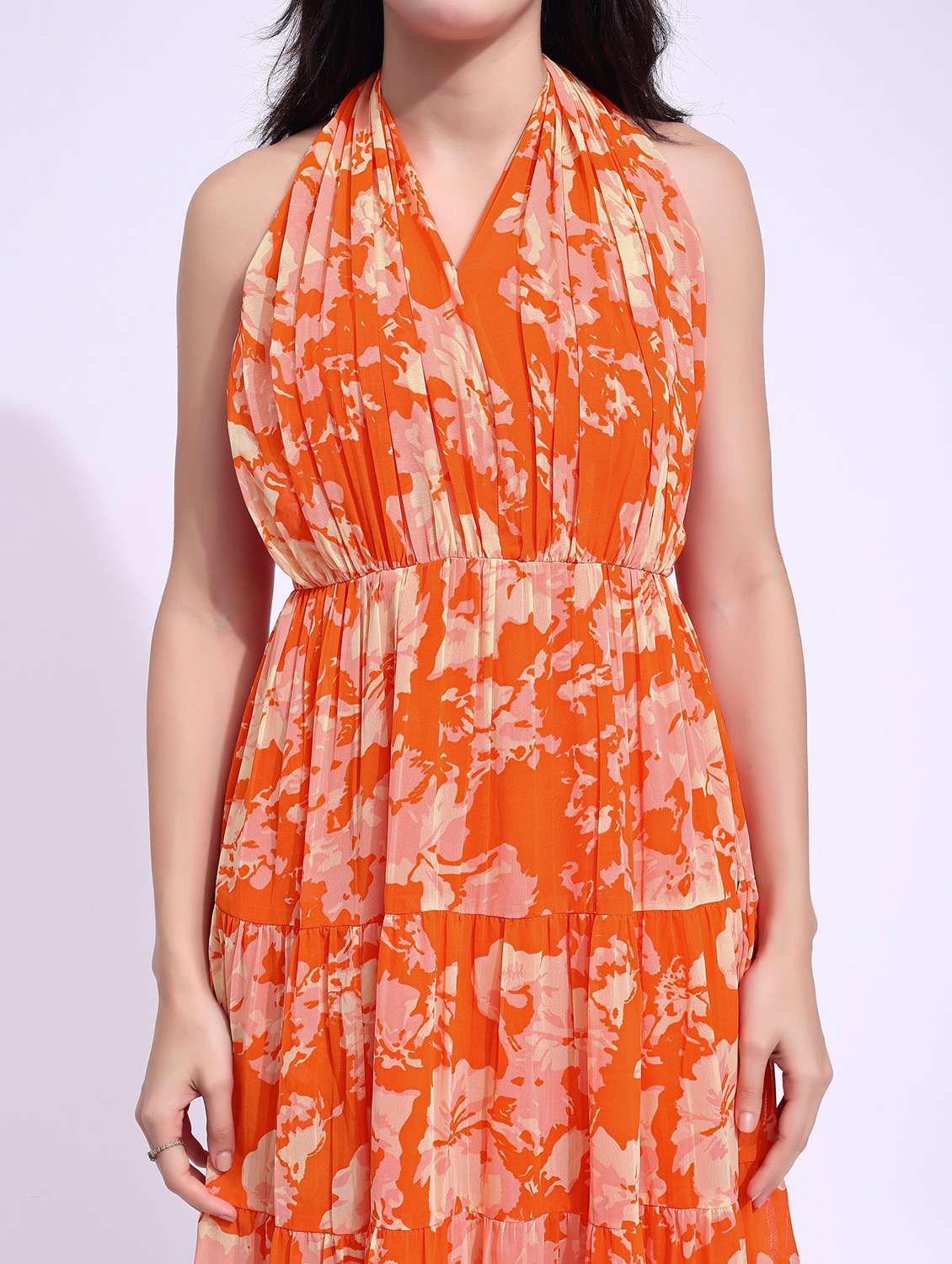 women printed halter neck tiered dress - 22541161 -  Standard Image - 1
