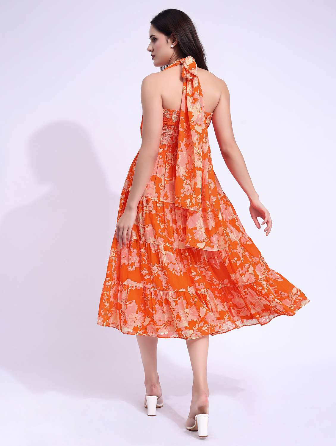 women printed halter neck tiered dress - 22541161 -  Standard Image - 4