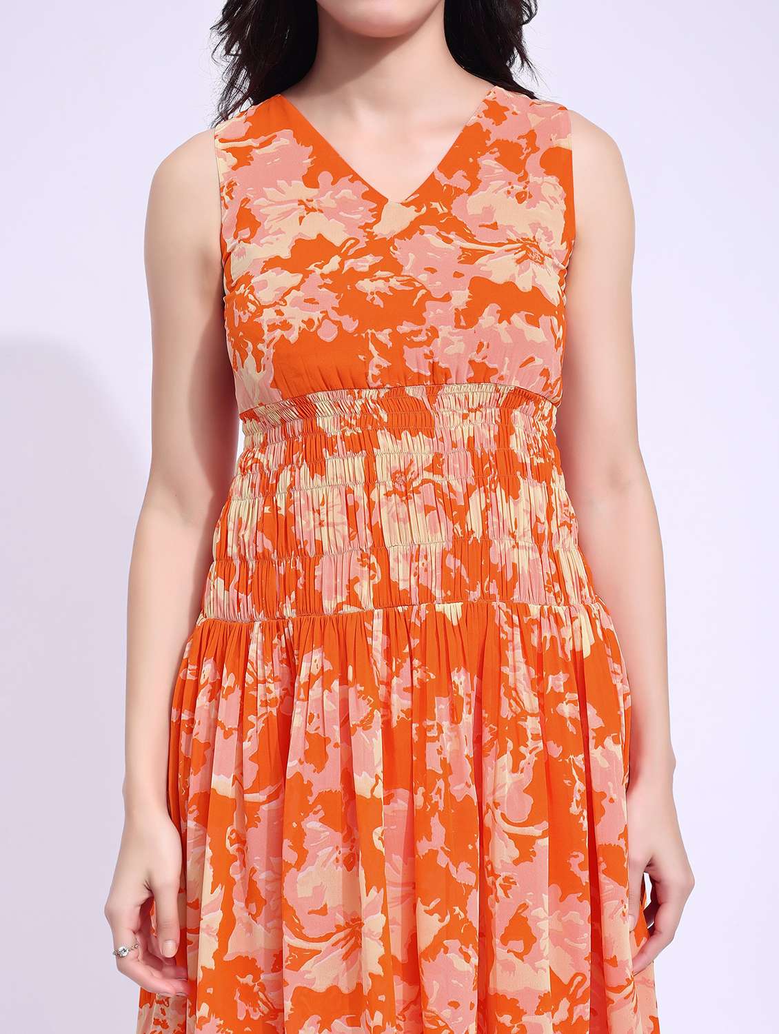 women printed sleeveless fit and flare dress - 22541164 -  Standard Image - 1