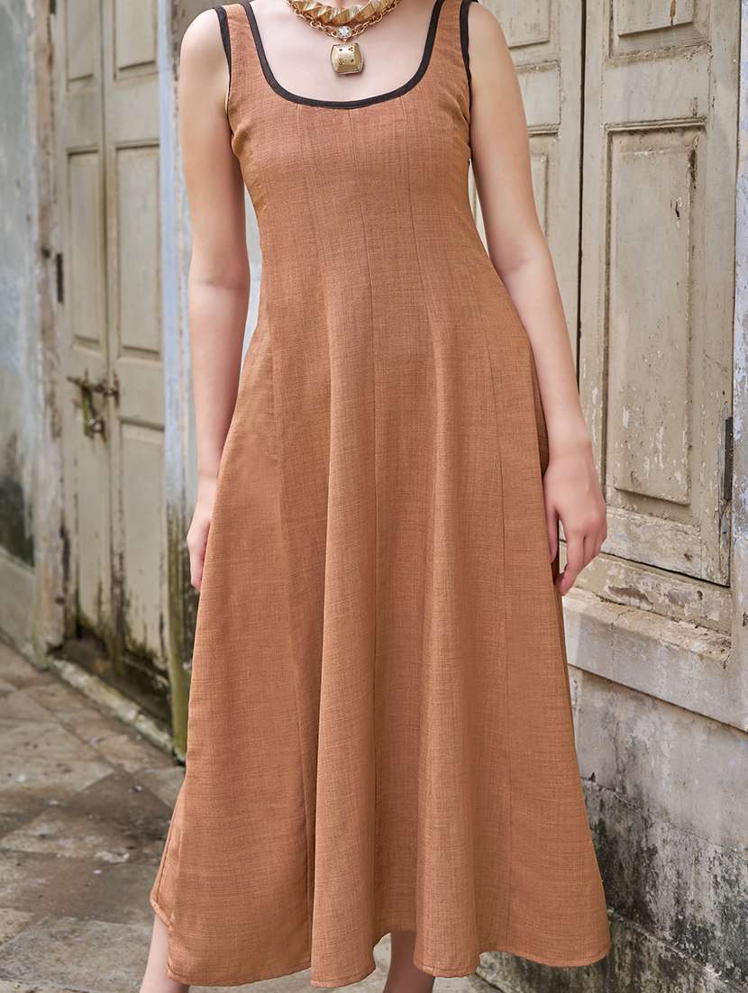 women solid sleeveless fit and flare dress - 22541167 -  Standard Image - 1