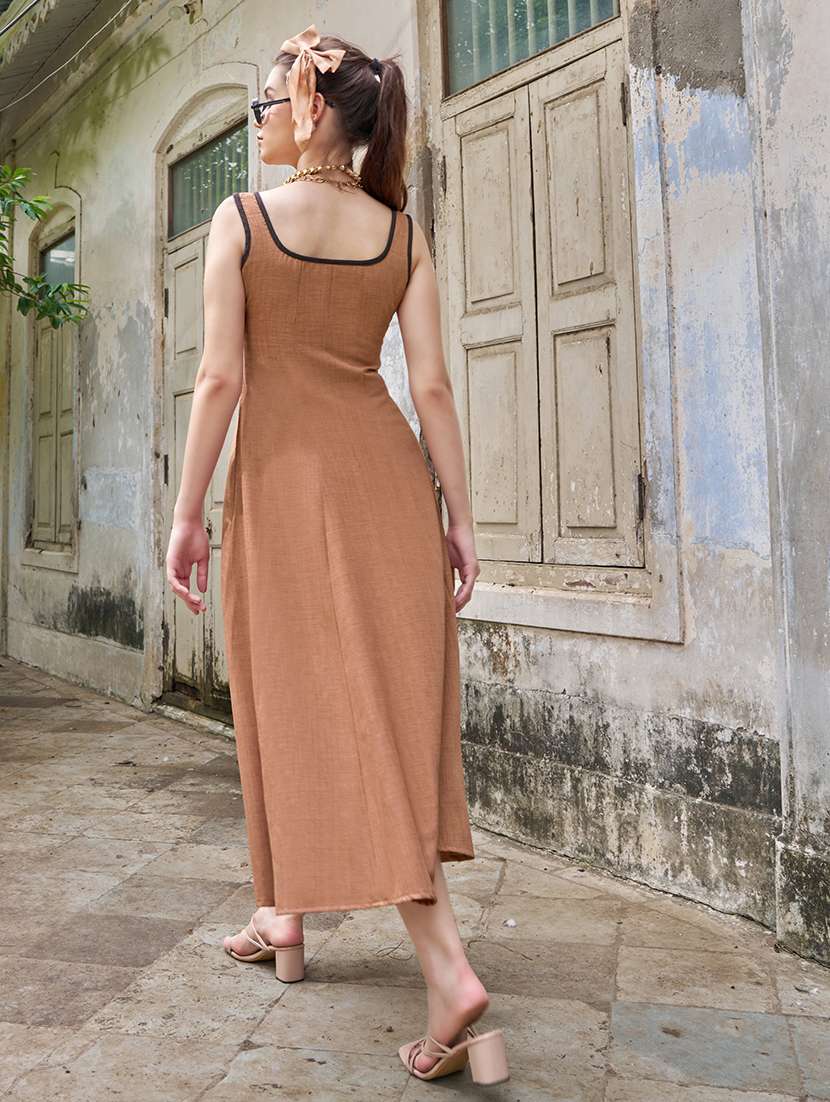 women solid sleeveless fit and flare dress - 22541167 -  Standard Image - 4