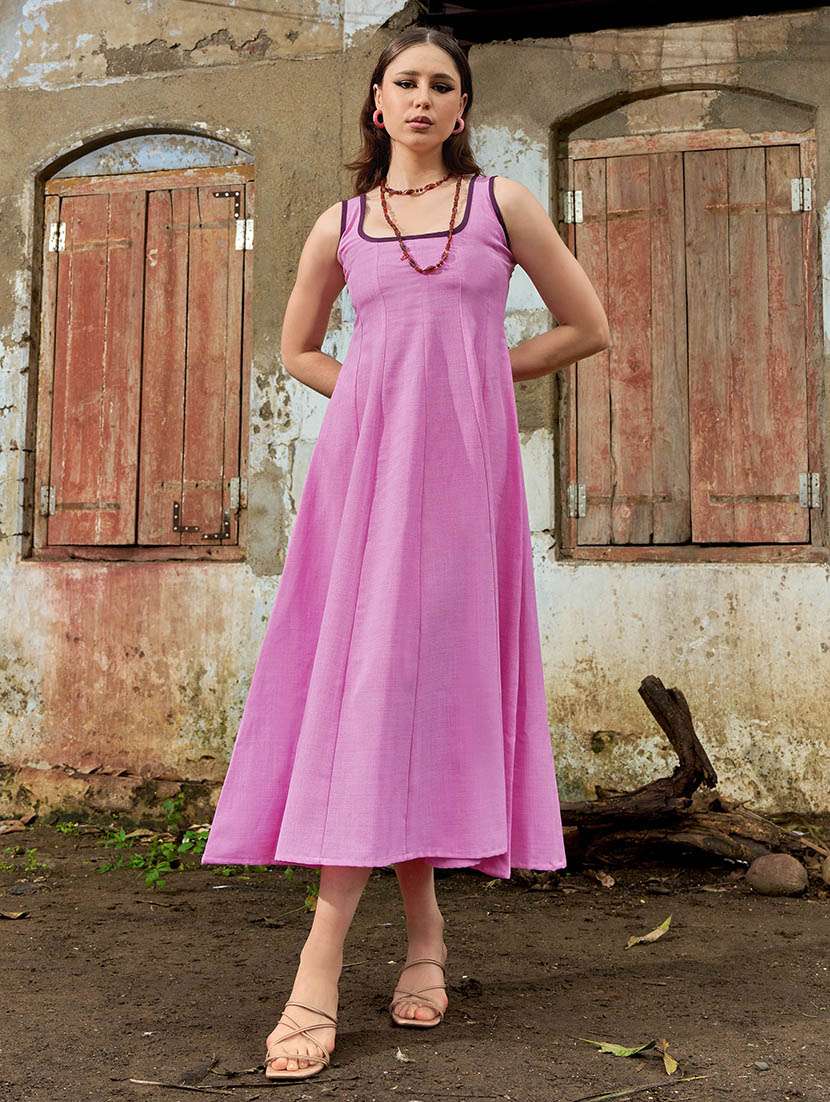 Women Solid Sleeveless Fit And Flare Dress - 22541168 -  Standard Image - 4