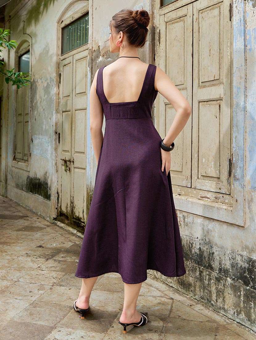 Women Solid Sleeveless Fit And Flare Dress - 22541174 -  Standard Image - 4