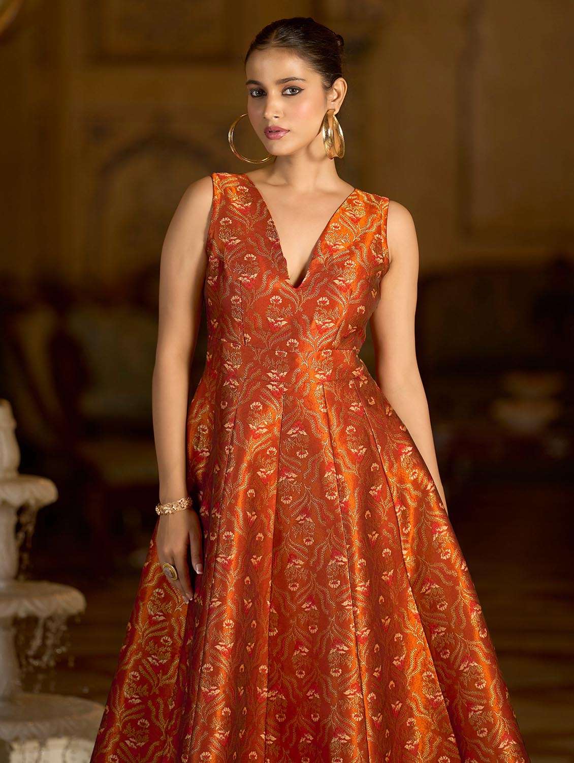 women self design v neck fit and flare dress - 22541185 -  Standard Image - 1