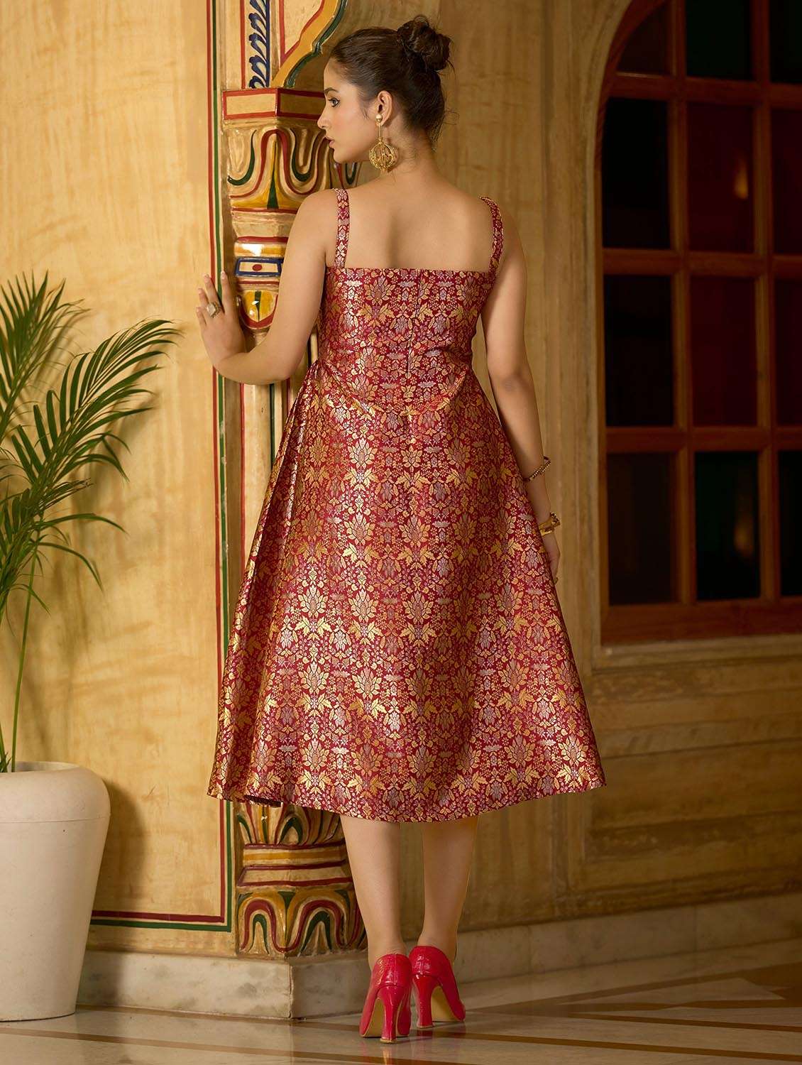 women self design shoulder strap a-line dress - 22541191 -  Standard Image - 4