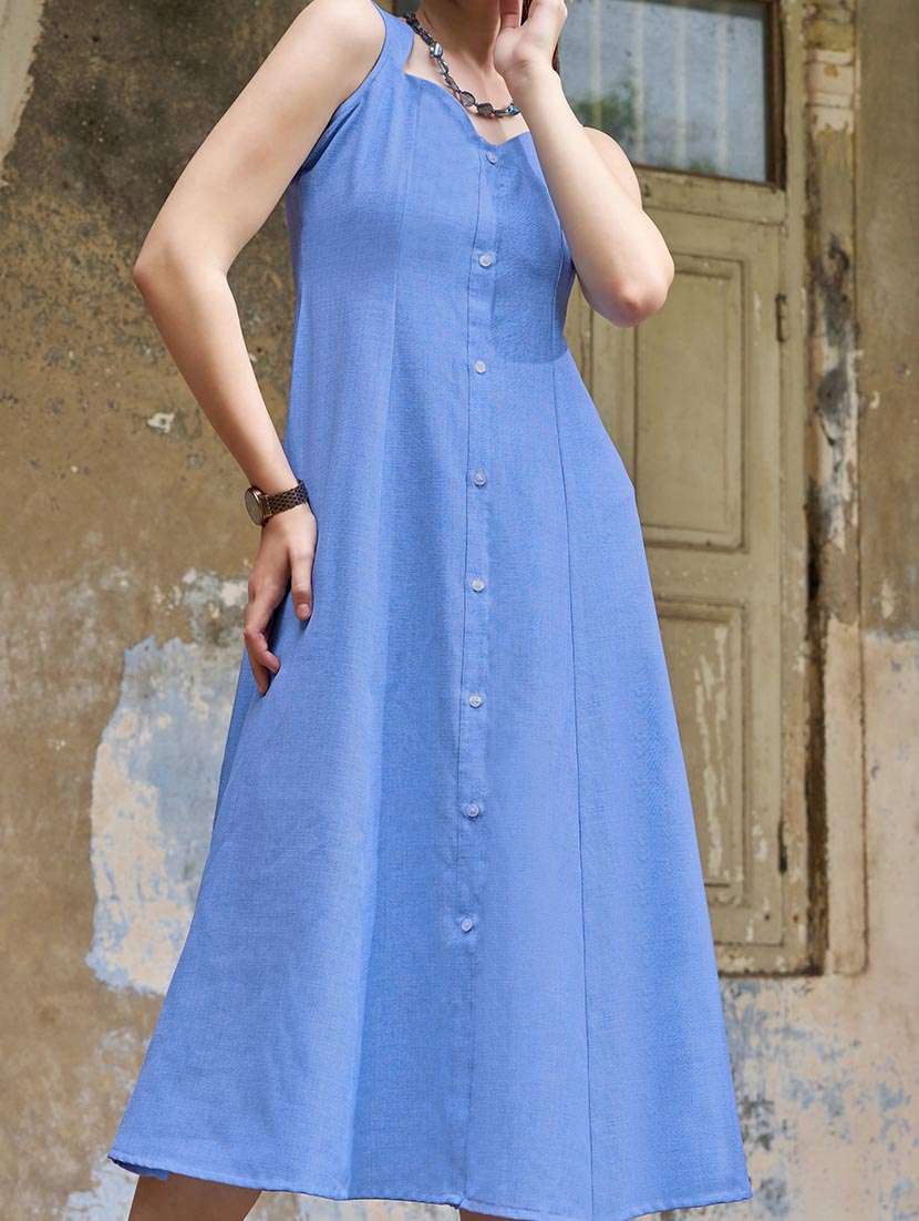 women solid sleeveless a-line dress - 22541195 -  Standard Image - 1