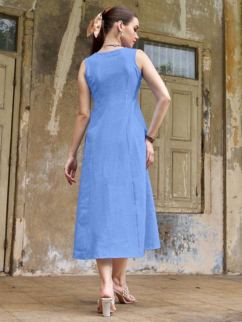 women solid sleeveless a-line dress - 22541195 -  Standard Image - 4