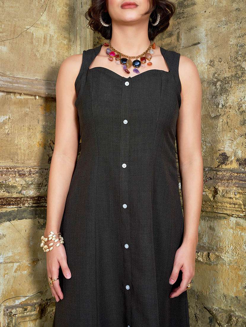 women solid sleeveless a-line dress - 22541197 -  Standard Image - 1