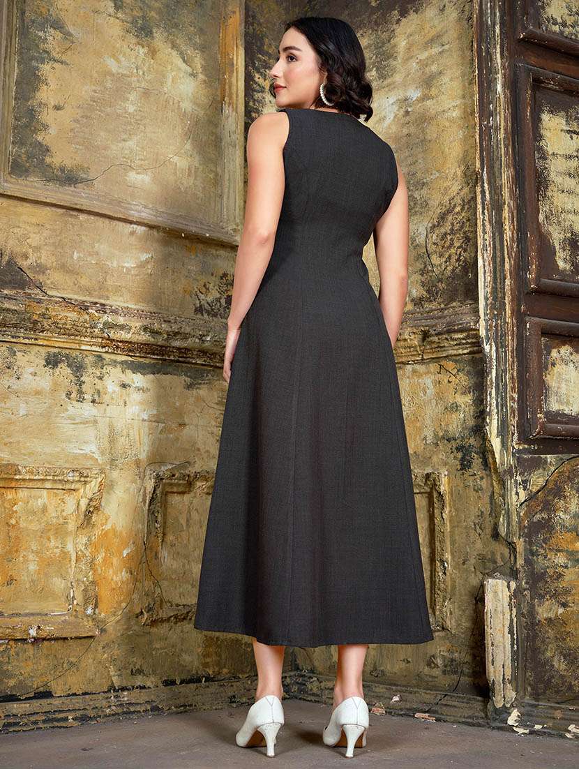 women solid sleeveless a-line dress - 22541197 -  Standard Image - 4