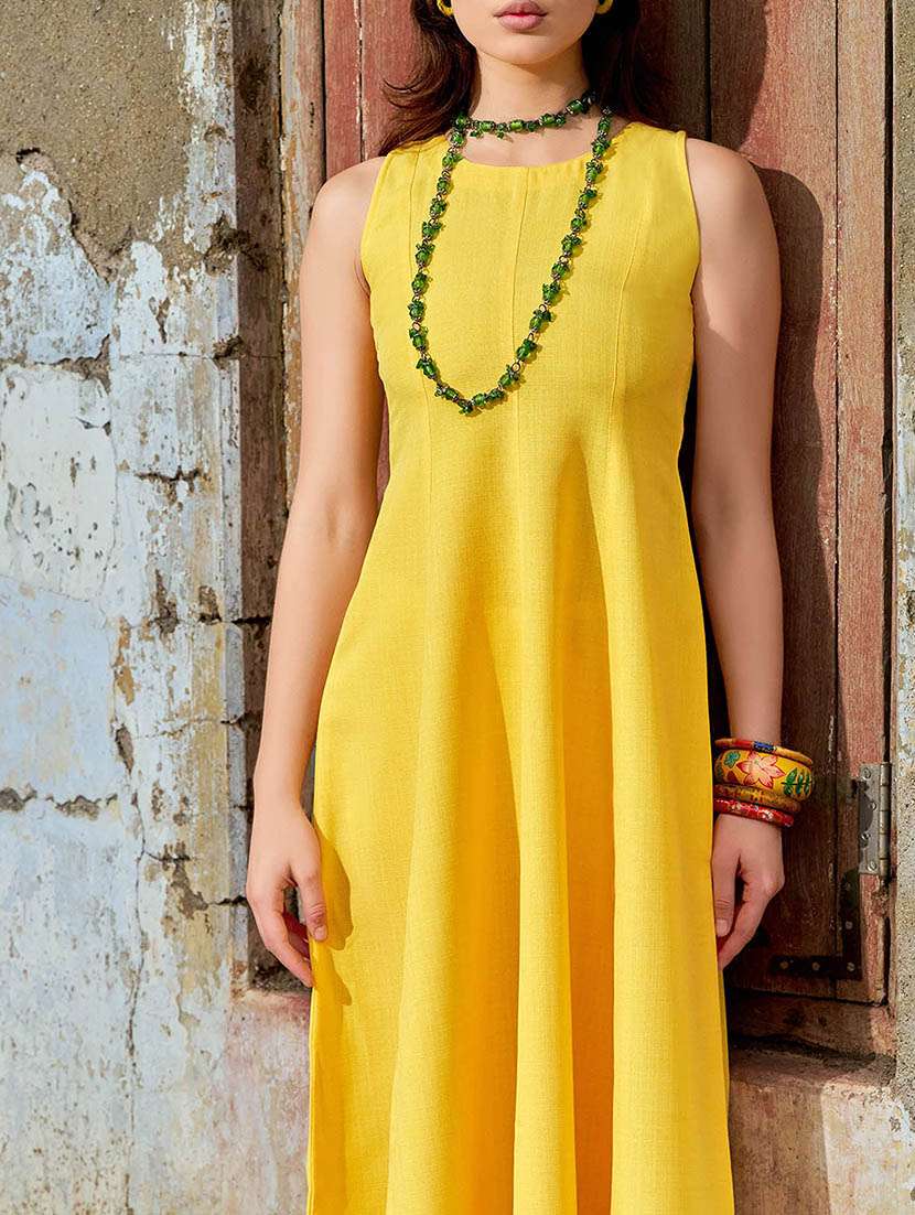 Women Solid Sleeveless Fit And Flare Dress - 22541202 -  Standard Image - 1