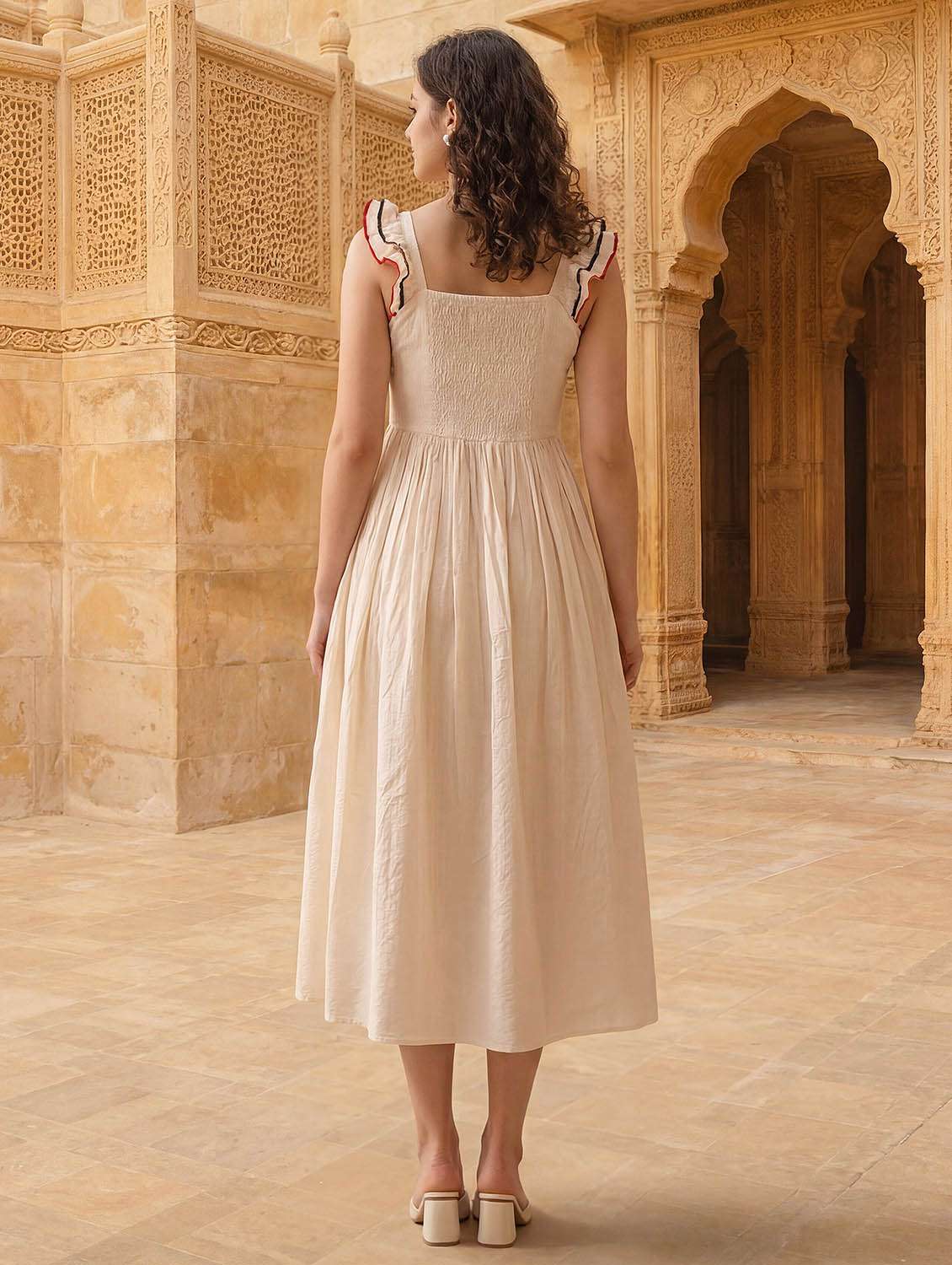 women printed sleeveless fit and flare dress - 22541203 -  Standard Image - 4