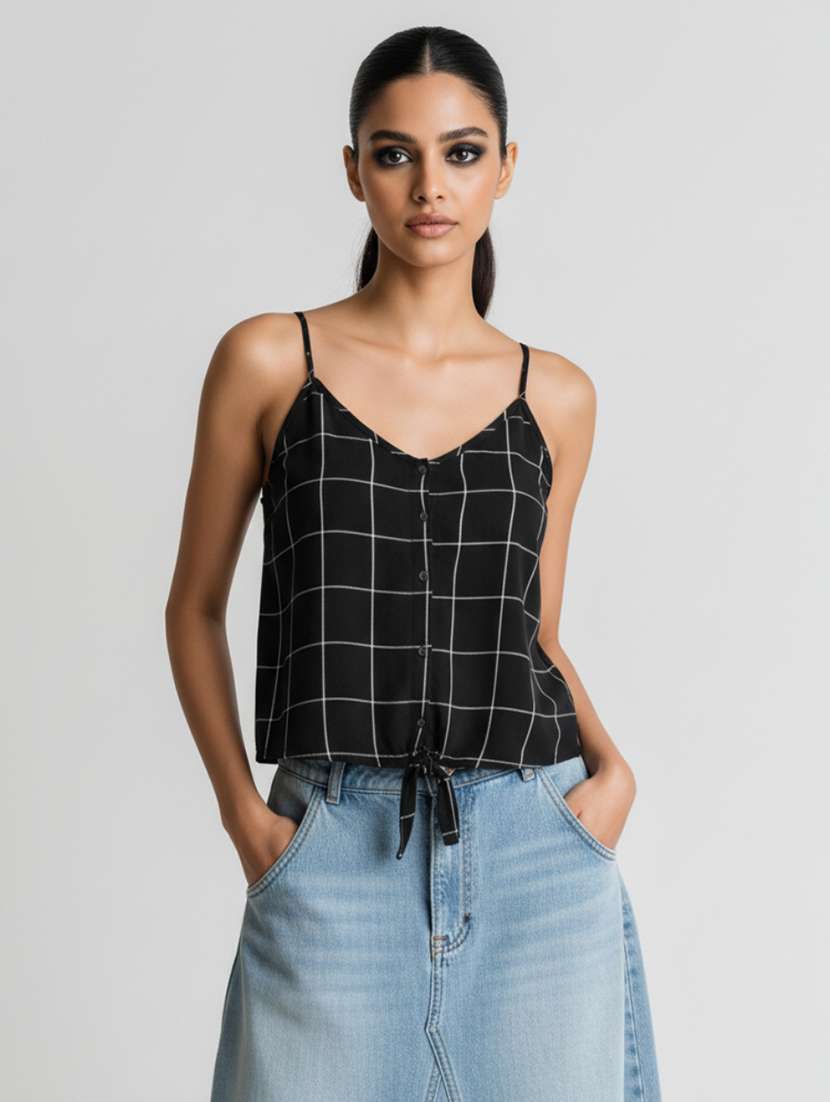 Women Printed Shoulder Strap Crop Top - 22541213 -  Standard Image - 1