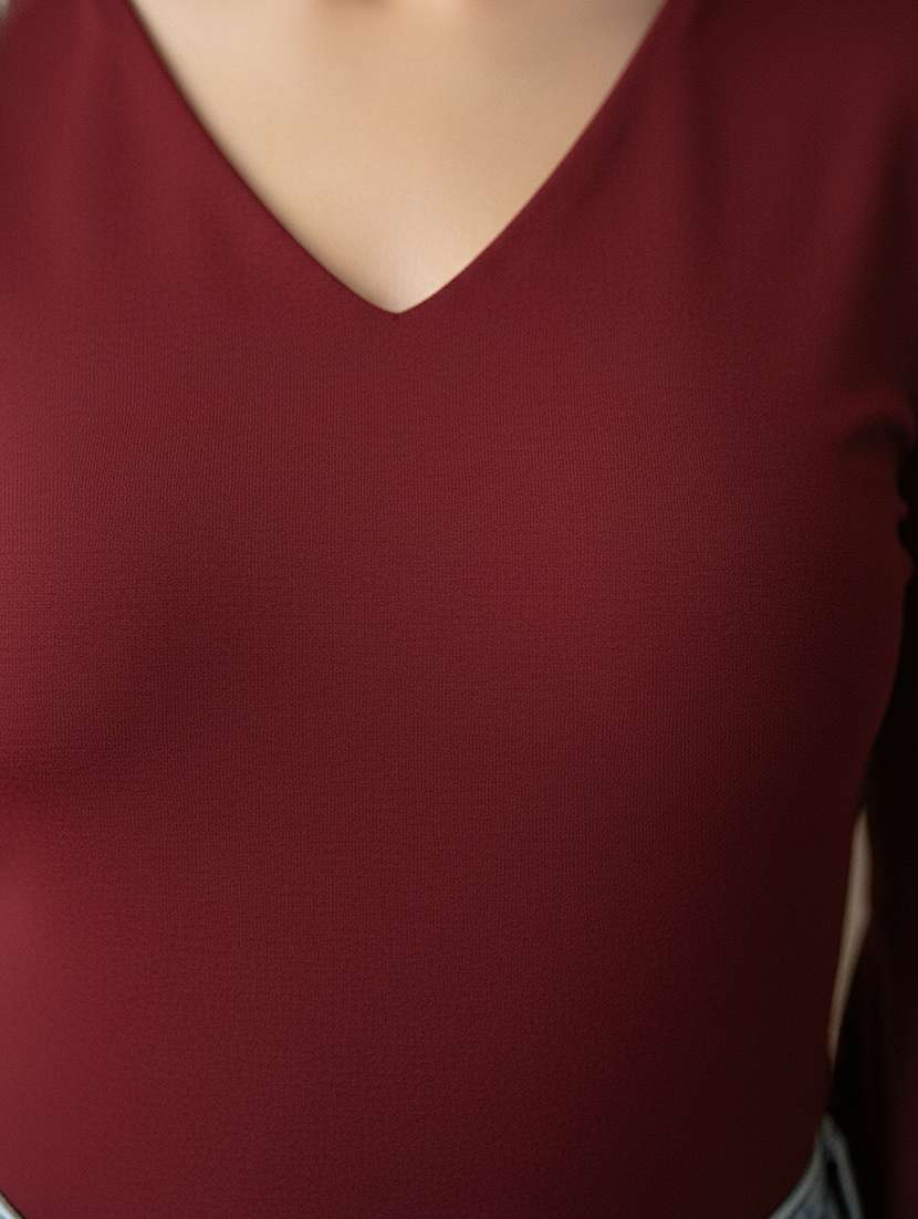 Women Solid V Neck Regular Top - 22541219 -  Standard Image - 1