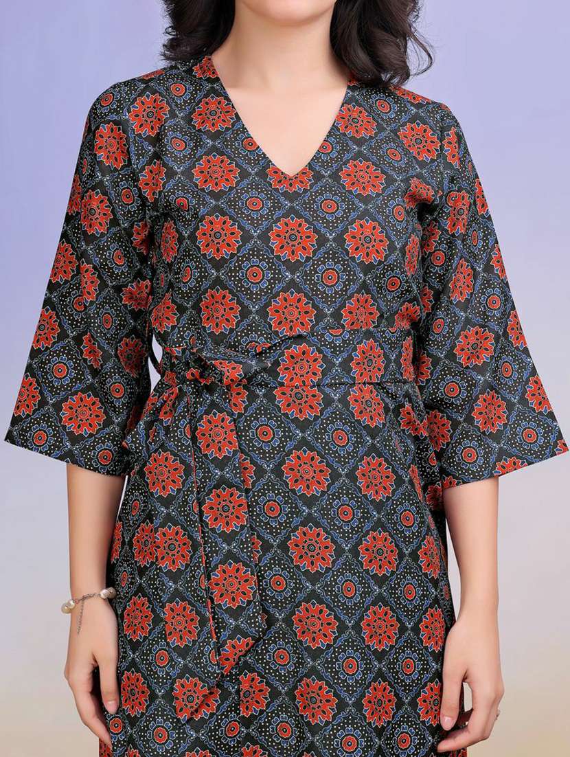 women printed v neck a-line dress - 22541234 -  Standard Image - 1